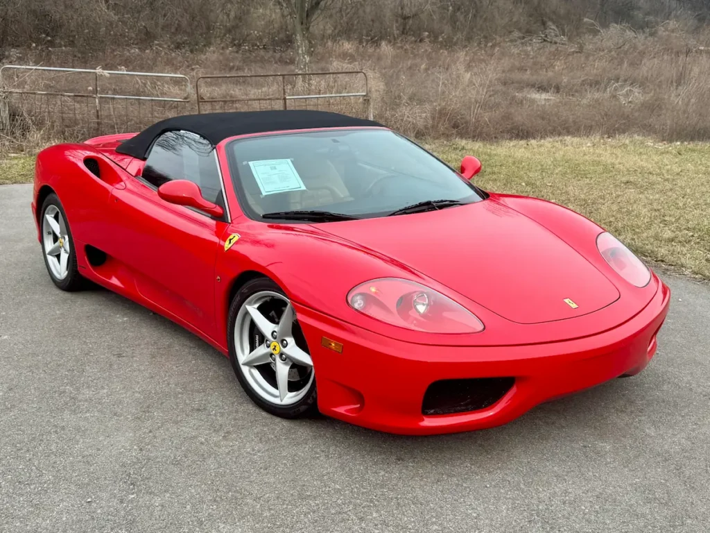 Ferrari 360 Spider front view red convertible sports car design