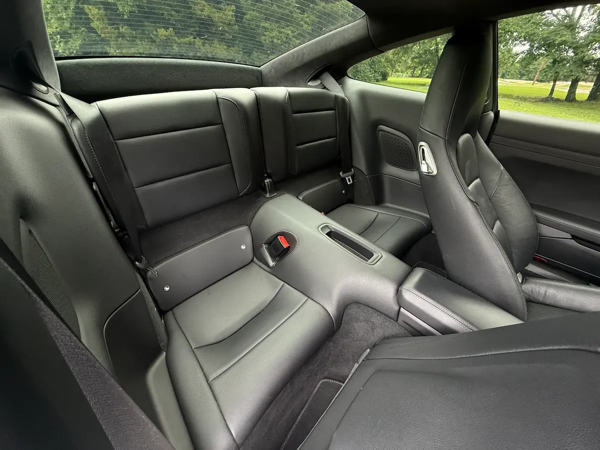 Black leather rear seats inside a 2017 Porsche 911 Carrera
