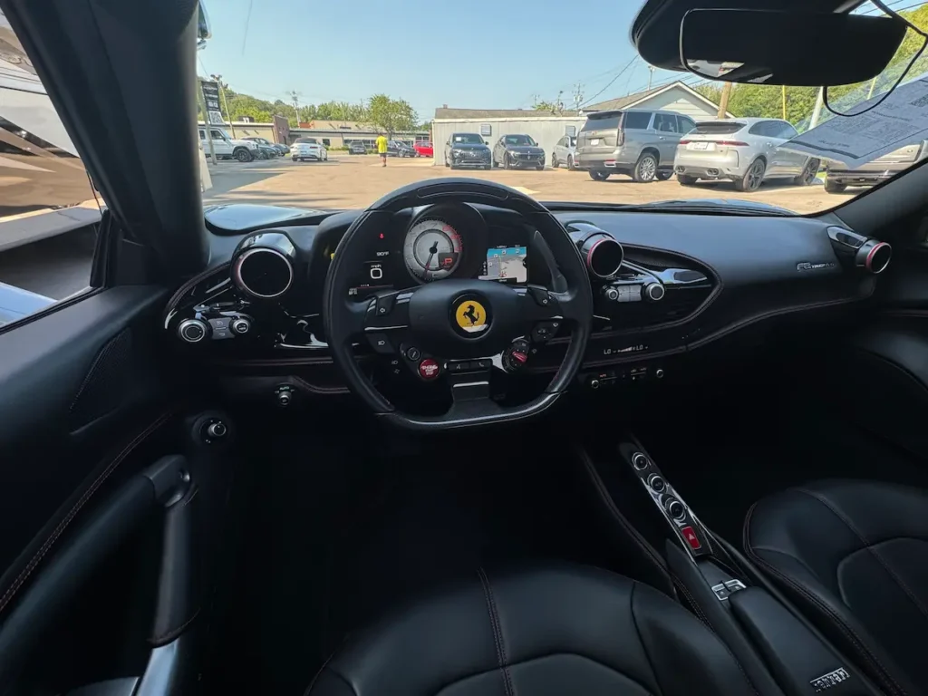 Ferrari Portofino interior red leather seats and modern infotainment
