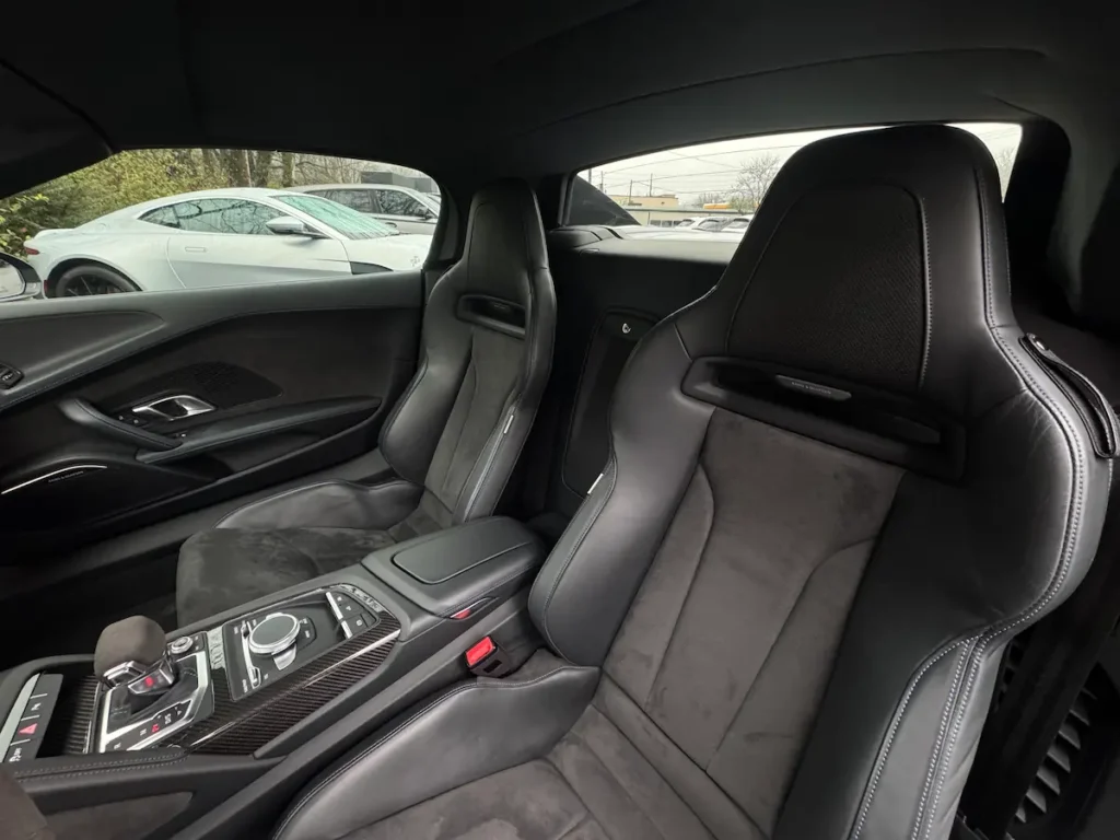 2023 Audi R8 Spyder interior with sport seats, used exotic car cabin