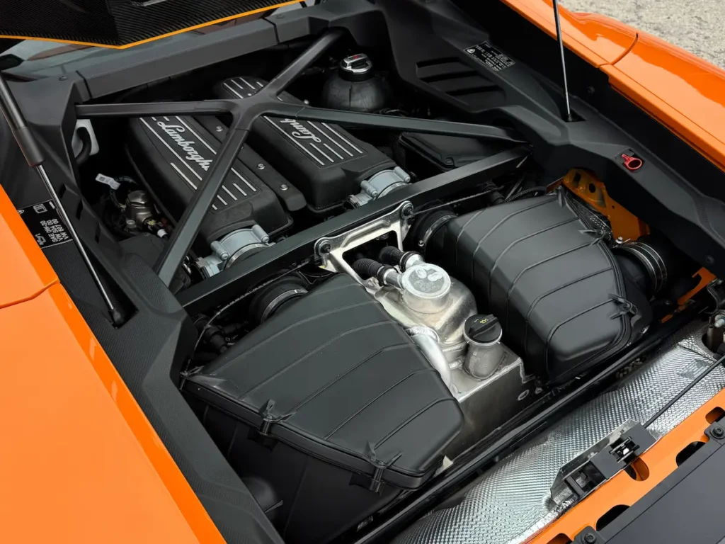 V10 engine bay of a 2023 Lamborghini Huracán