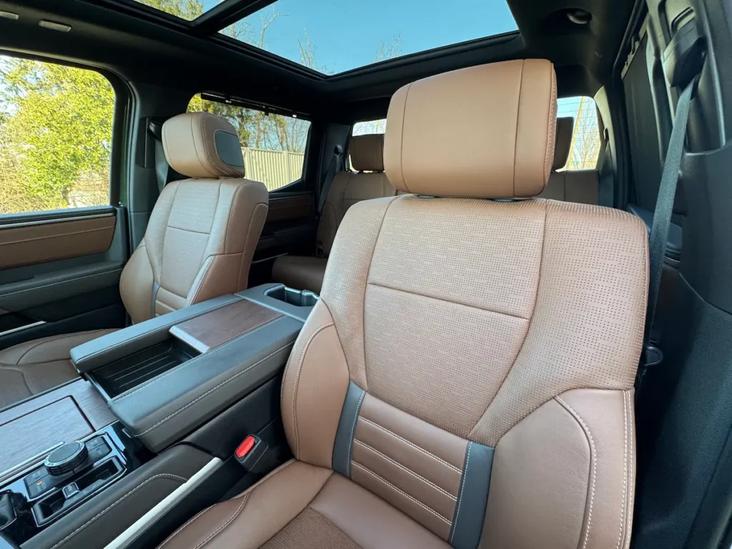 Front leather seating of 2023 Toyota Tundra 1794 Edition interior