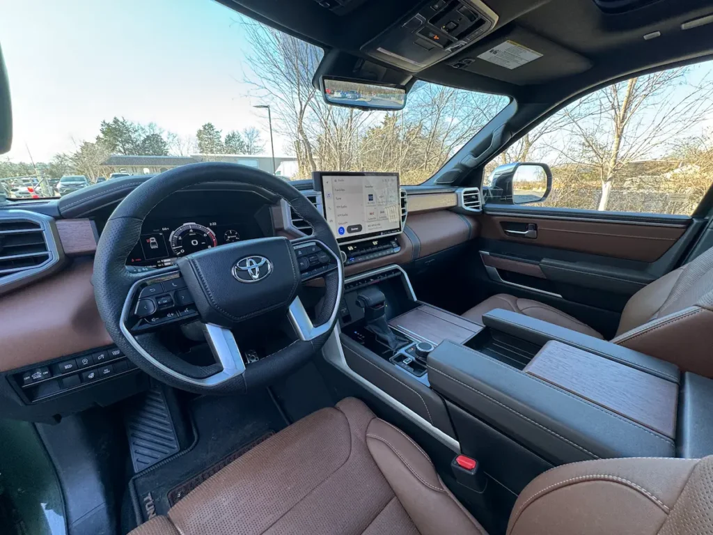 Front interior dashboard of 2023 Toyota Tundra 1794 Edition with large touchscreen
