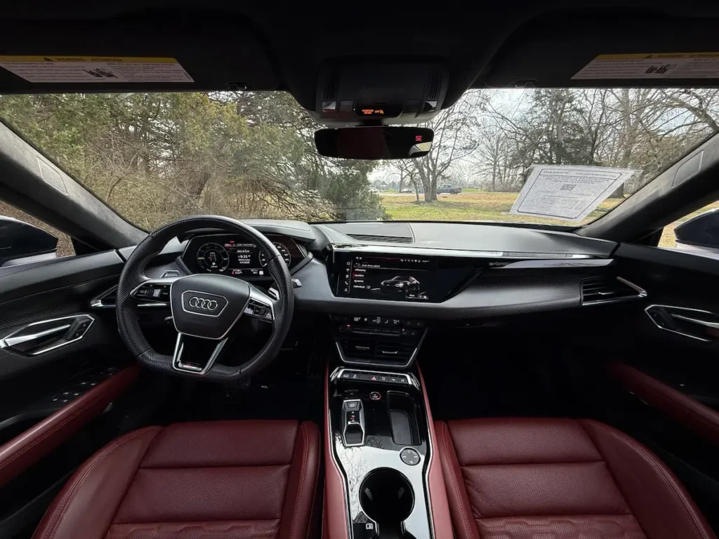 2024 Audi RS e-tron GT interior with red leather seats and digital cockpit