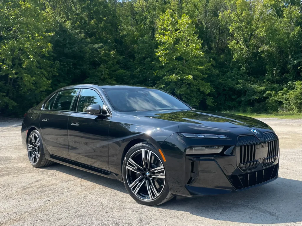 Side view of the 2024 BMW 760i’s sophisticated black leather interior. Best of BMW 7 series