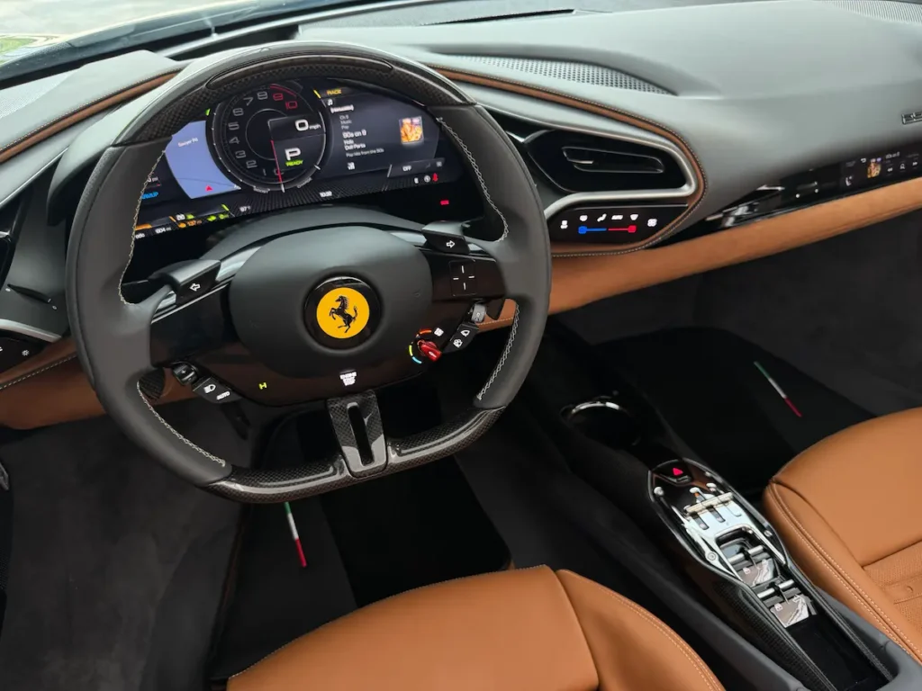 2024 Ferrari 296 GTS steering wheel and digital cockpit display