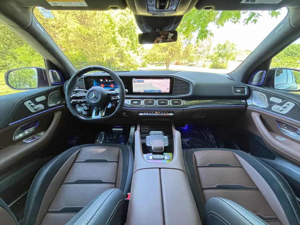 2024 Mercedes-AMG GLS 63 interior with digital display and ambient lighting