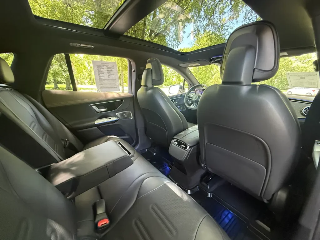 2024 Mercedes-Benz EQE AMG interior with digital displays and modern luxury EV cabin design