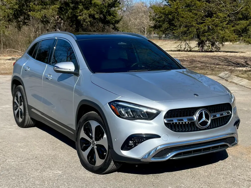2024 Mercedes-Benz GLA 250 compact luxury SUV in silver with sporty AMG styling.