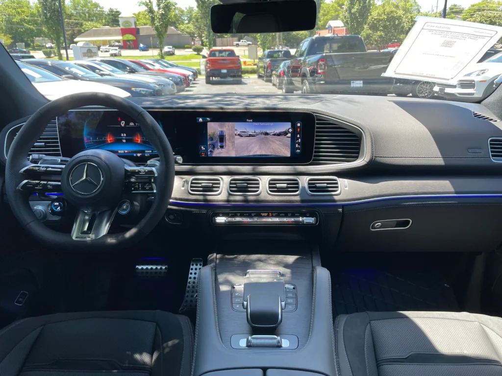 Interior of 2024 Mercedes-Benz GLE 53 Black with AMG sport seats and advanced infotainment
