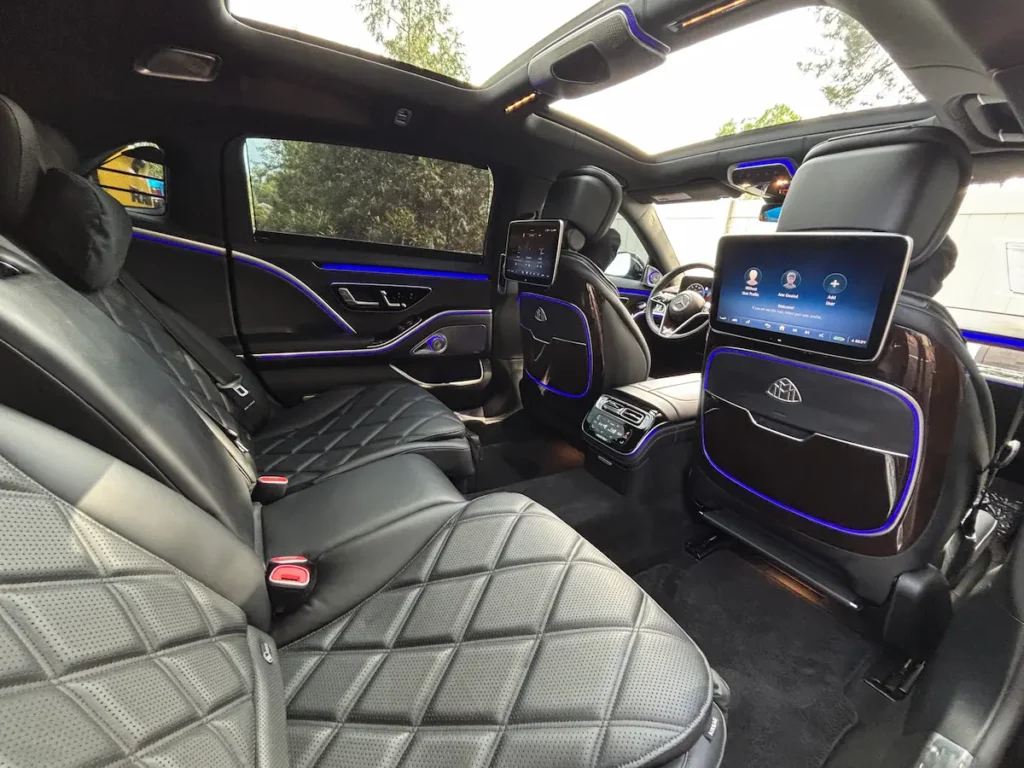2024 Mercedes-Benz S 580 rear seat interior with luxury leather seats