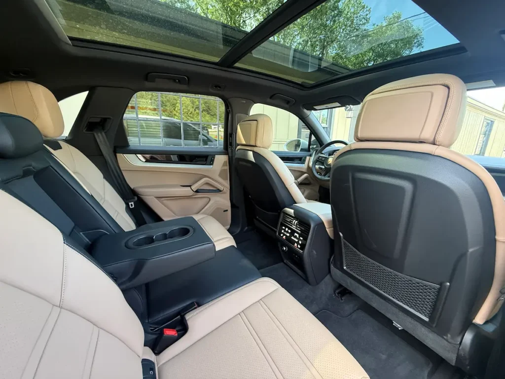 Porsche Cayenne rear seats with premium materials and spacious layout