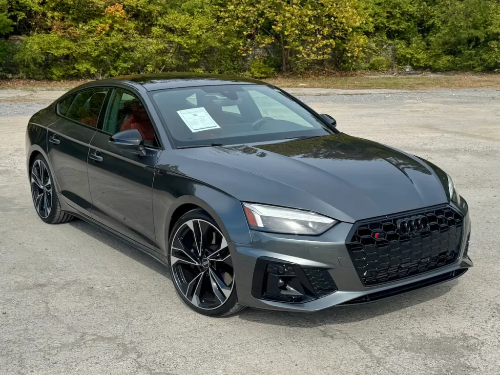 2025 Audi S5 gray sportback front view with black grille