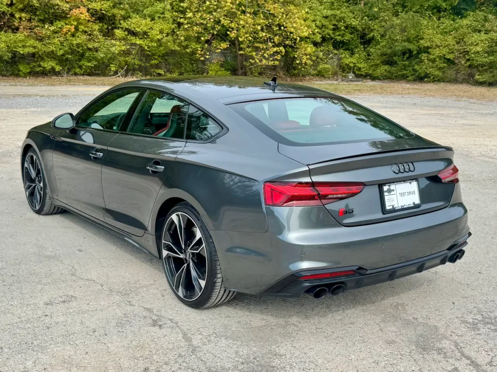 2025 Audi S5 gray sportback rear view with quad exhaust