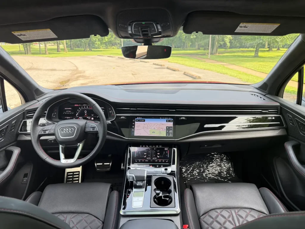 Audi SQ7 interior front cabin with digital display and luxury dashboard