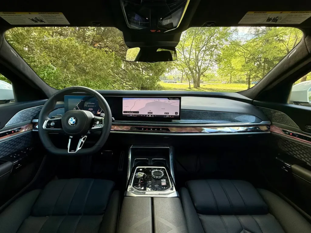 2025 BMW 760i front interior with luxury dashboard and digital display