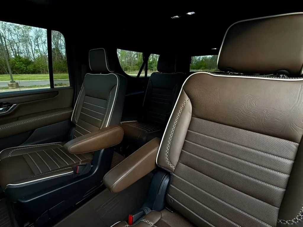 Second-row captain’s chairs in a 2025 GMC Yukon XL Denali Ultimate