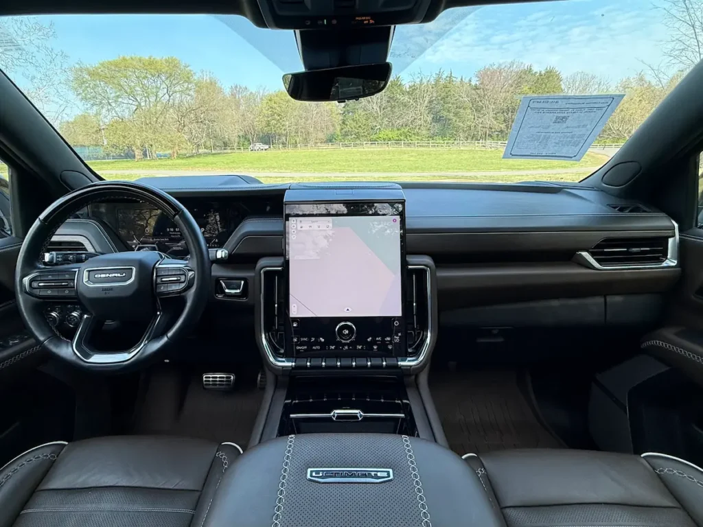 Dashboard and front cabin of a 2025 GMC Yukon XL Denali Ultimate