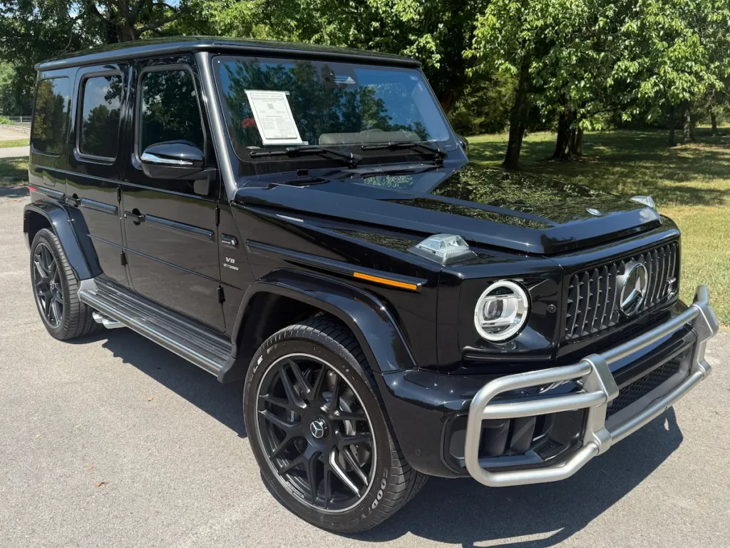 2025 Mercedes-Benz G63 AMG front three-quarter view with Panamericana grille and brush guard