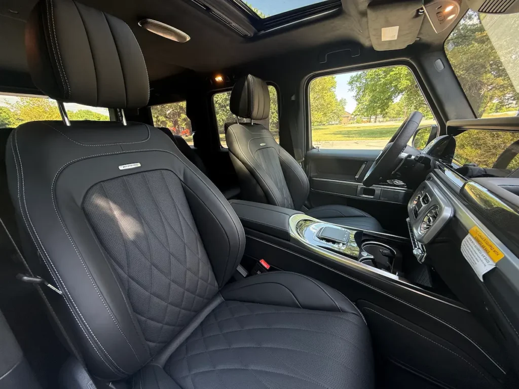 2025 Mercedes-Benz G63 AMG front performance seats with AMG badging