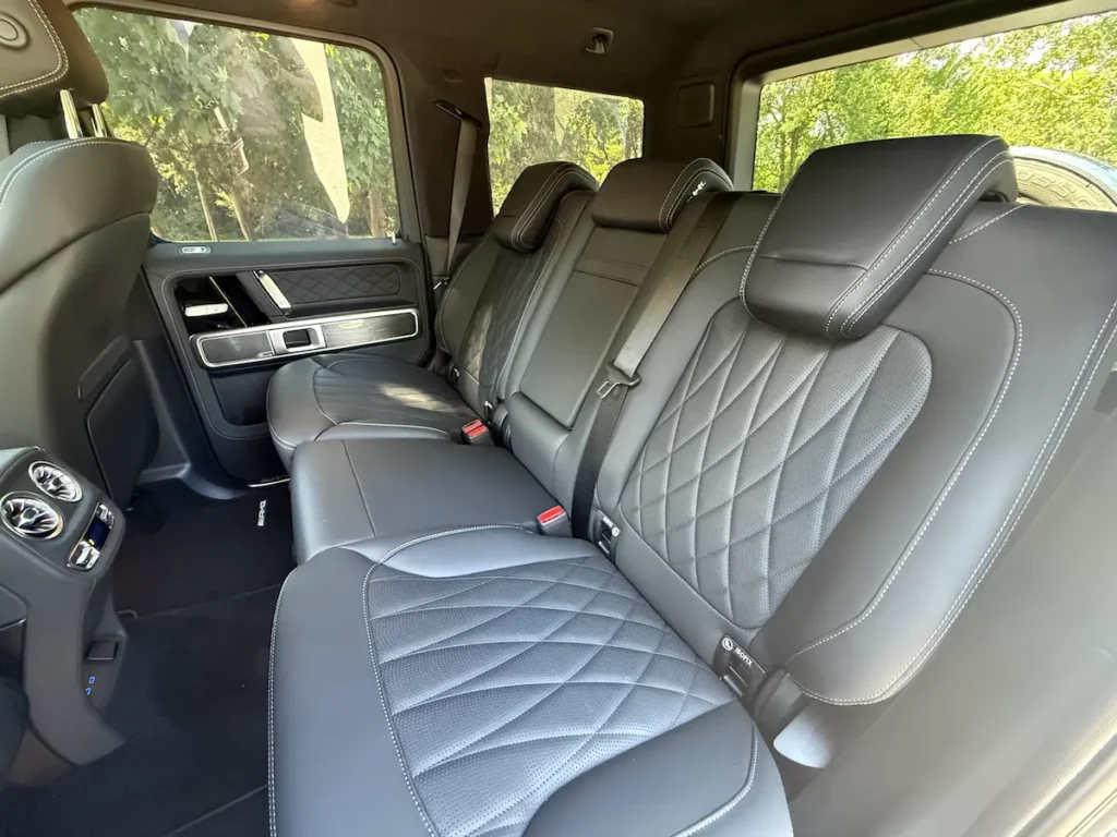 2025 Mercedes-Benz G63 AMG rear leather seats with diamond stitching