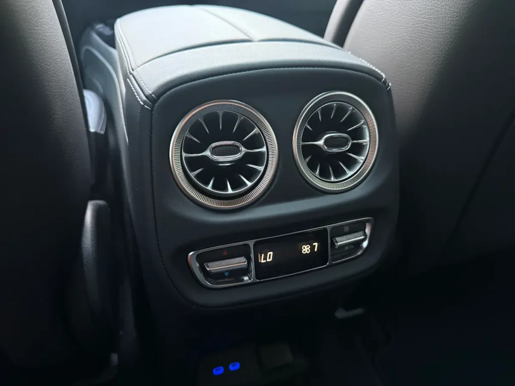 2025 Mercedes-Benz G63 AMG rear passenger climate control vents and digital settings