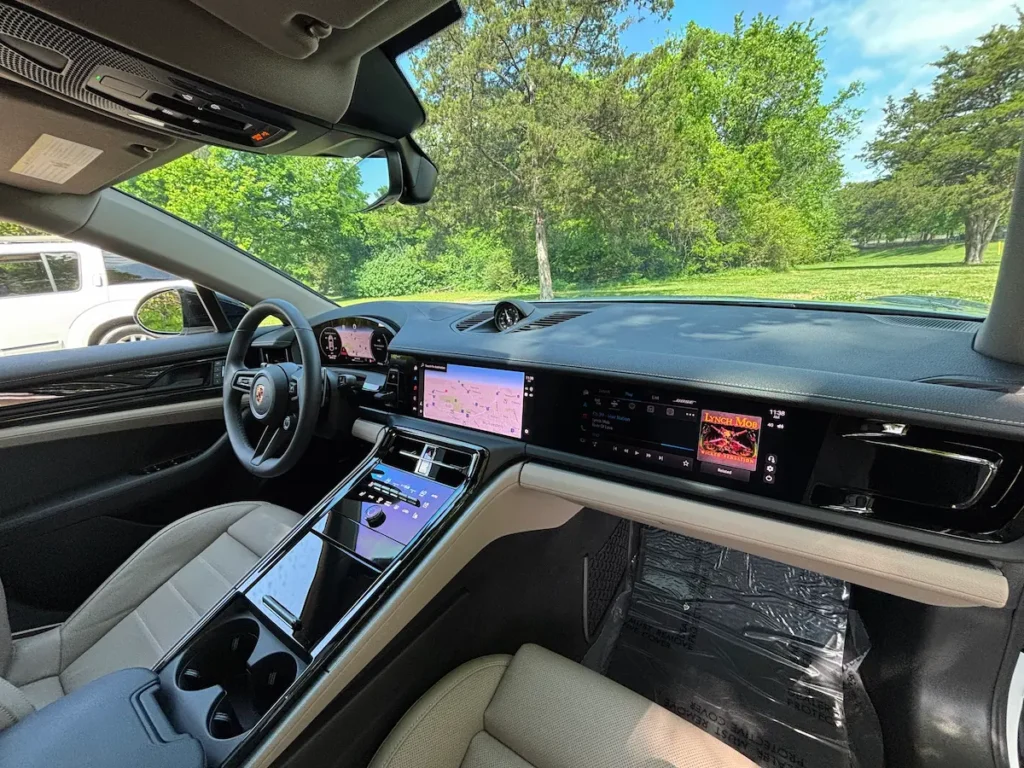 2025 Porsche Panamera interior with digital screens and luxury cabin