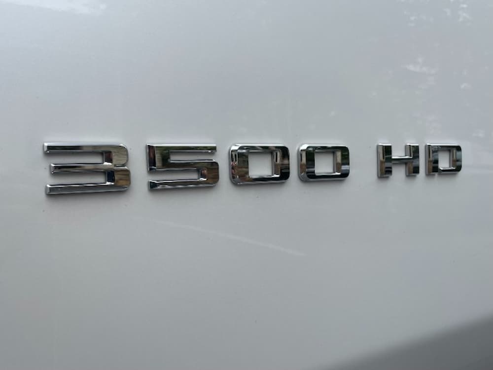 Chevrolet Silverado 3500HD chrome badge on truck exterior