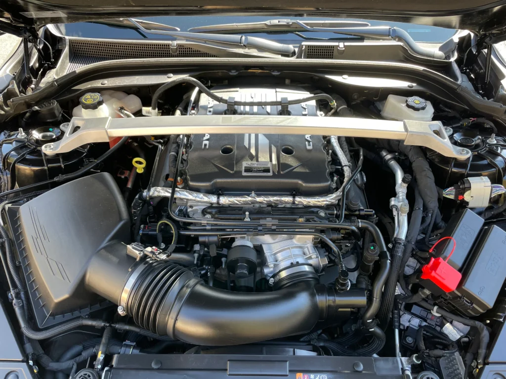 Cadillac CT5-V Blackwing supercharged V8 engine under the hood