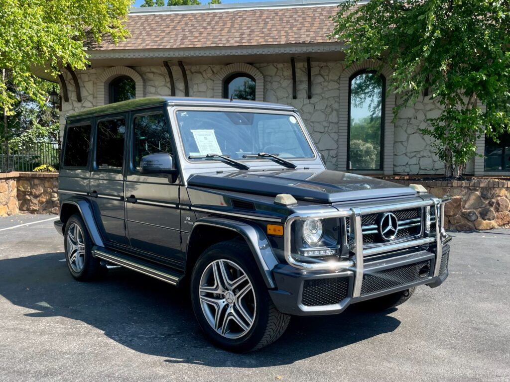 Gray 2014 Mercedes-Benz G63 AMG parked at AutoPro Nashville dealership.