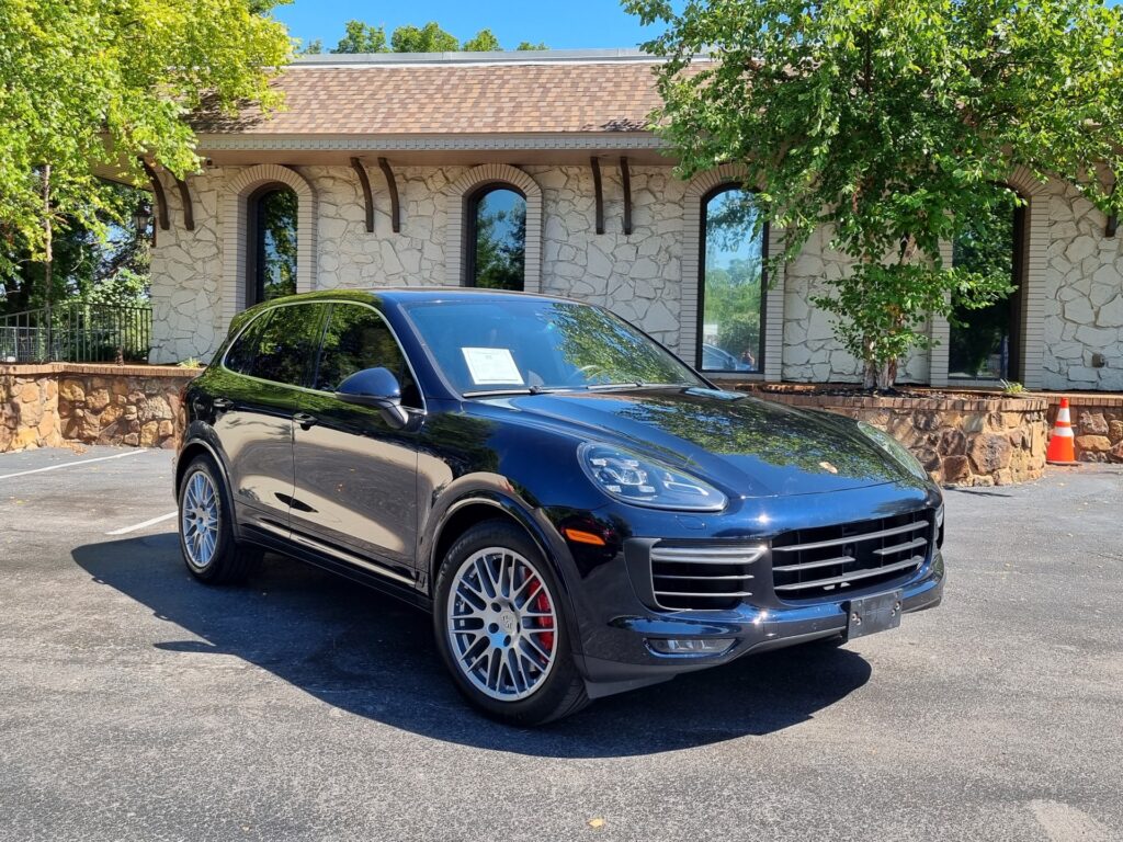 Exterior view of a pre-owned 2018 Porsche Cayenne Turbo AWD at AutoPro Nashville.