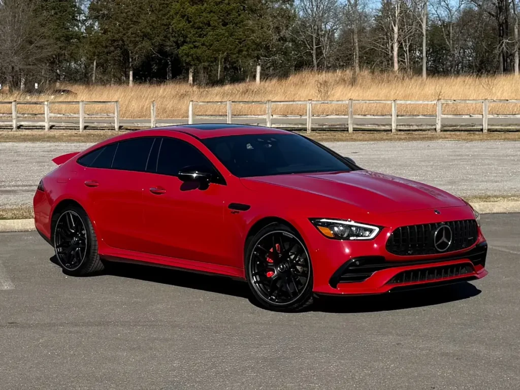 Side profile of Mercedes-AMG GT 53 four-door coupe