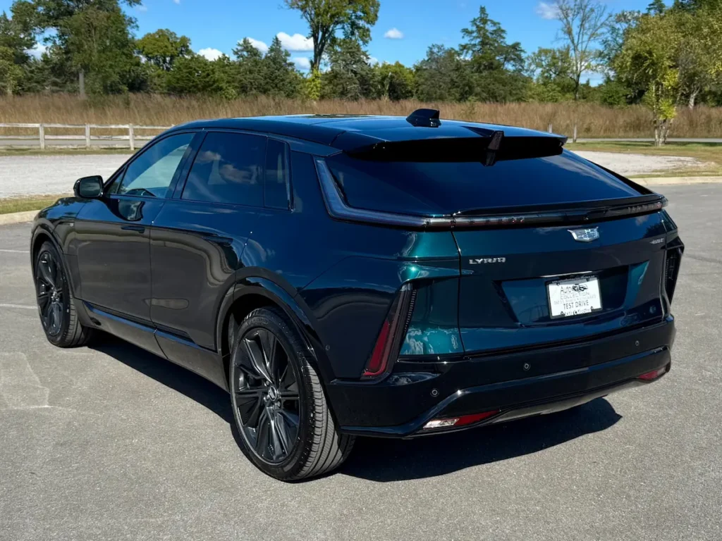 2024 Cadillac LYRIQ Sport 3 rear design with LED taillight bar and sculpted rear hatch.