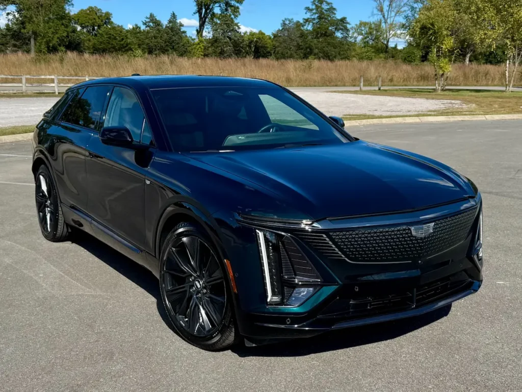 2024 Cadillac LYRIQ Sport 3 front exterior with signature LED lighting and aerodynamic design.
