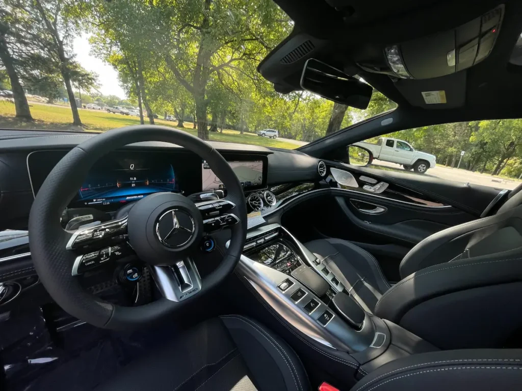 Mercedes-AMG GT 43 interior driver cockpit with digital displays