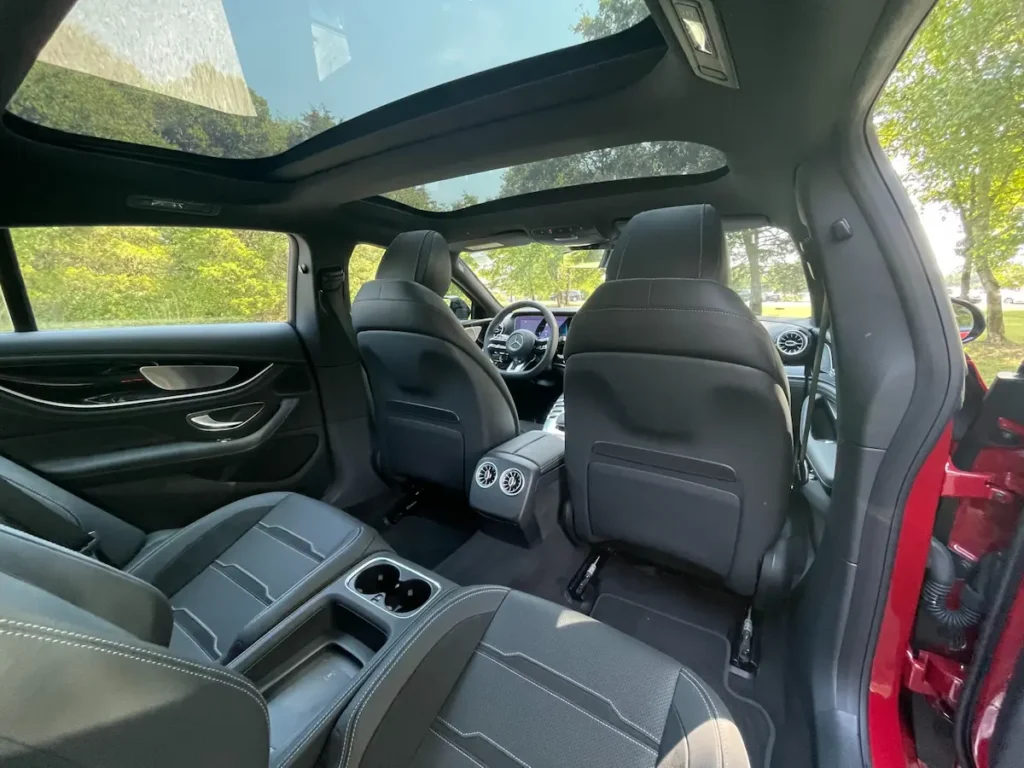 Rear passenger seating in 2024 Mercedes-Benz AMG GT 43 four-door coupe