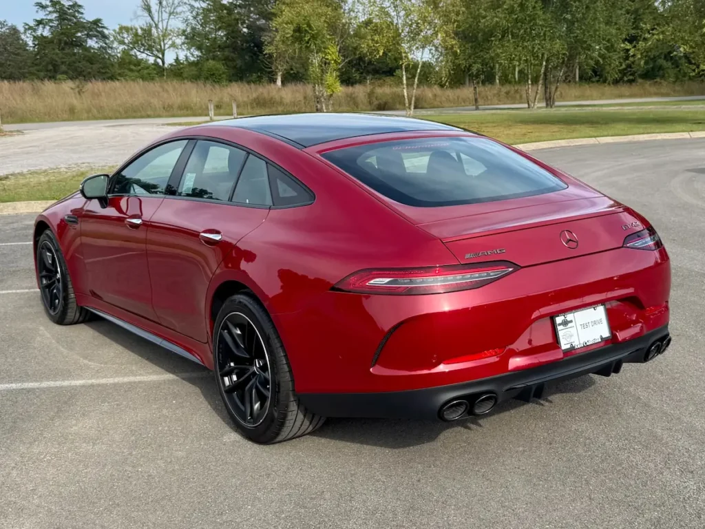 2024 Mercedes-AMG GT 4-Door Coupe rear view in red