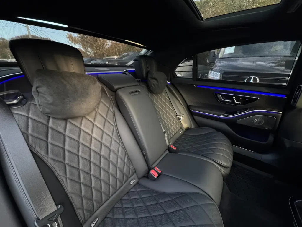 2024 Mercedes-Benz S 580 rear seat luxury cabin with ambient lighting