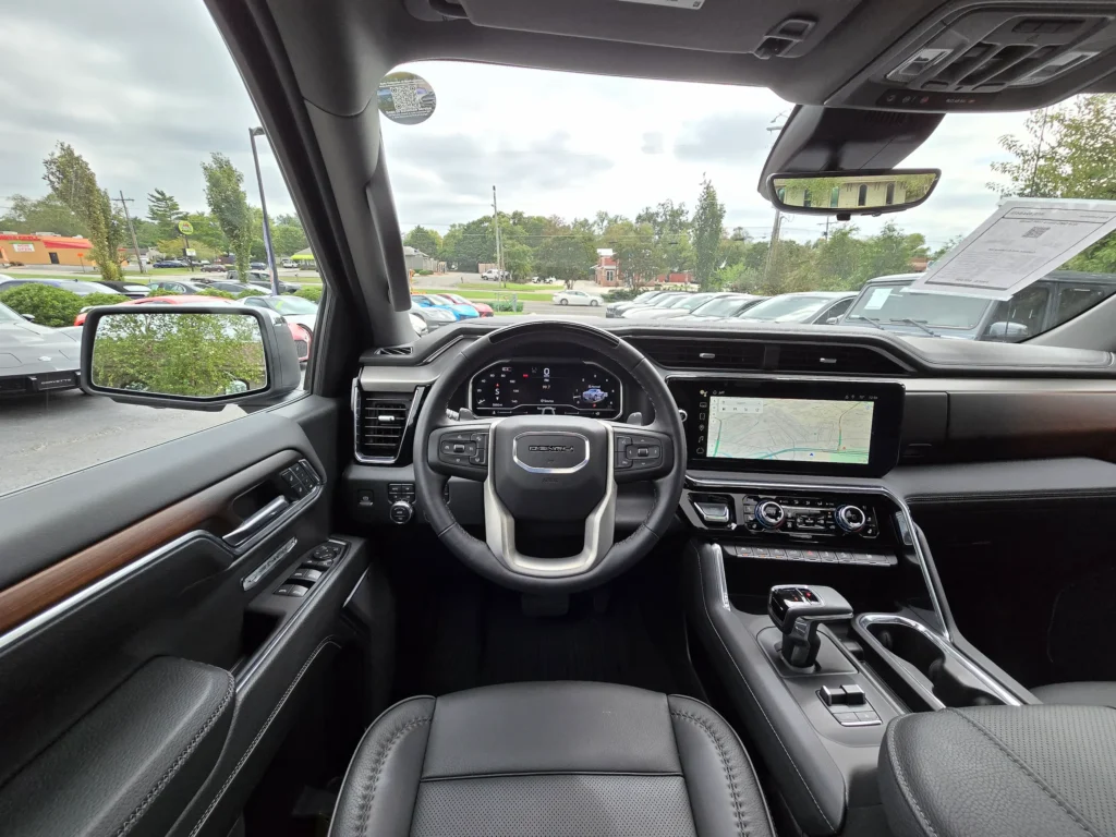 Luxurious interior of the 2024 GMC Sierra 1500 Denali Silver at AutoPro Nashville.